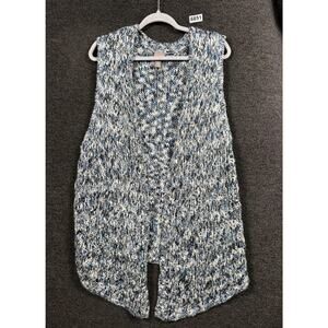 Chico's Chunky Knit Sweater Vest Womens Size 3 US XL Blue Sleeveless Super Soft